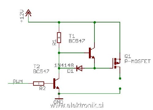 Драйвер верхнего плеча mosfet на транзисторах схема